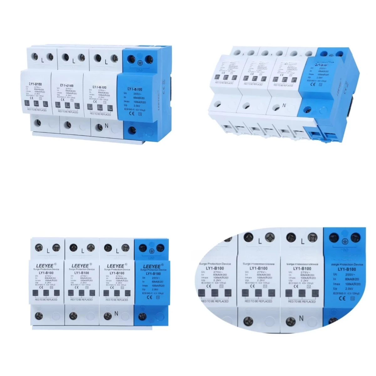 3P+NPE 100KA 275V AC SPD Lightning Surge Protection Device for Power System