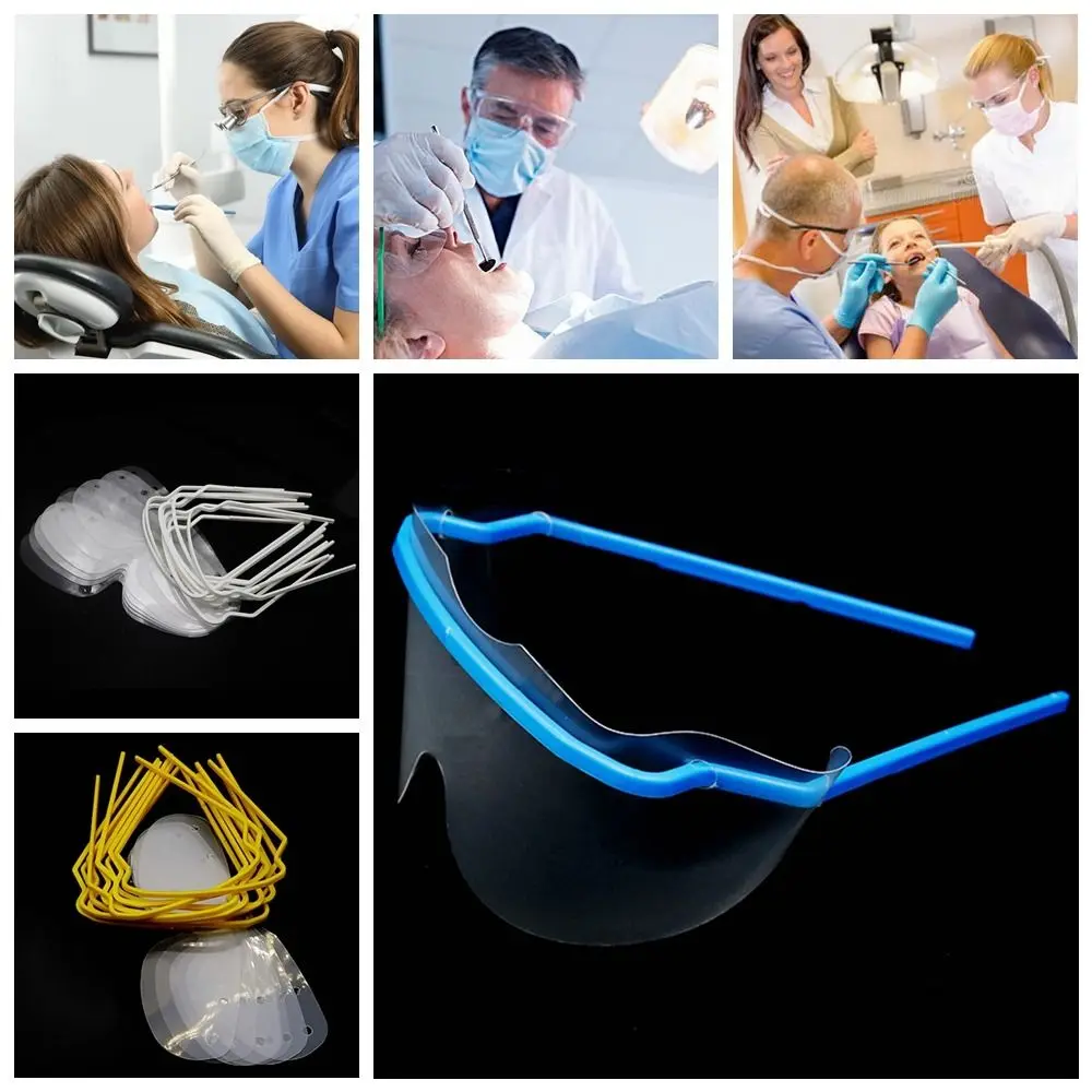 10PCS Multicolor Disposable Protective Goggles Frameless Dental Materials Half Face Shield Anti Fog Anti-spray