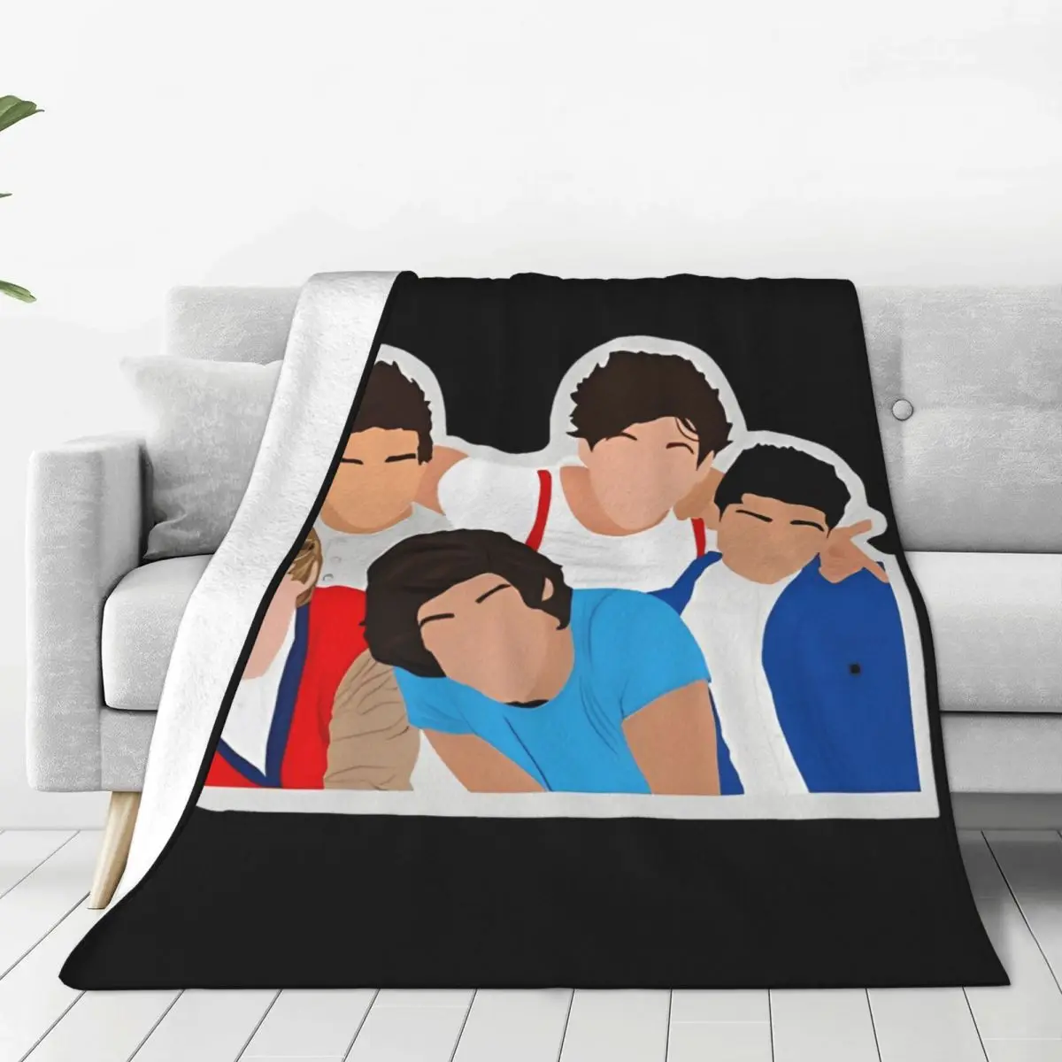 3D Rock-One Direction 1D Combinatio HD Flannel Blanket Throw Blanket for Home Decor Travel Comfortable Bedspread Sofa Bed Cover