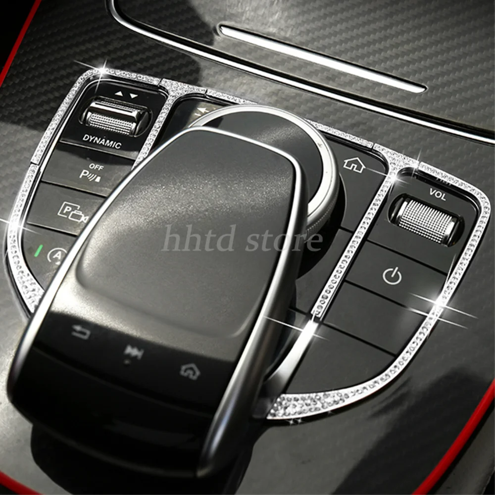 For Mercedes Benz C E Class W205 W213 Diamond Center Control Mouse Decoration Protector Frame Cover Trim Auto Accessories