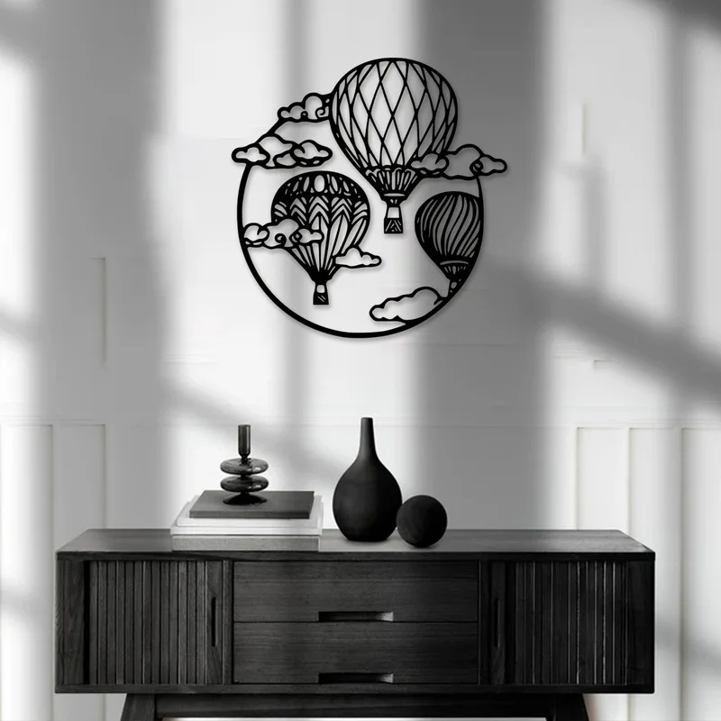 Metal Hot Air Balloon Wall Decoration：1Outdoor Sculpture 1pc