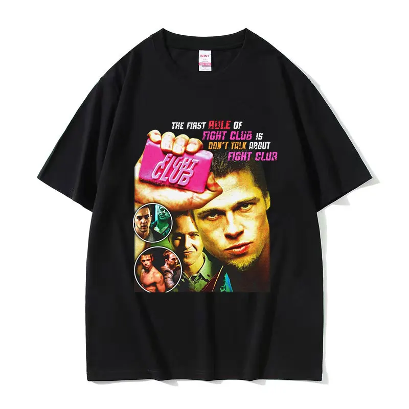 90s Movie FIGHT CLUB Graphic Tee Shirt Men\'s Hip Hop Vintage Gothic T-shirt Unisex Fashion Cotton Oversized T Shirts Streetwear