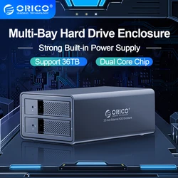 ORICO 95 Series 2 Bay 3.5'' USB3.0 HDD Docking Station Support 36TB UASP With 48W Internal Power Adaper Aluminum HDD Case 9528U3