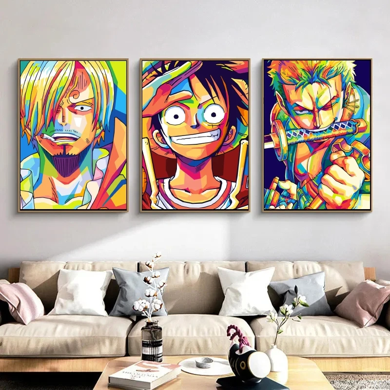 

Canvas Posters One Piece Luffy Cuadros Best Gift Children's Bedroom Decor Modular Prints Wall Stickers Classic Hanging Cartoon