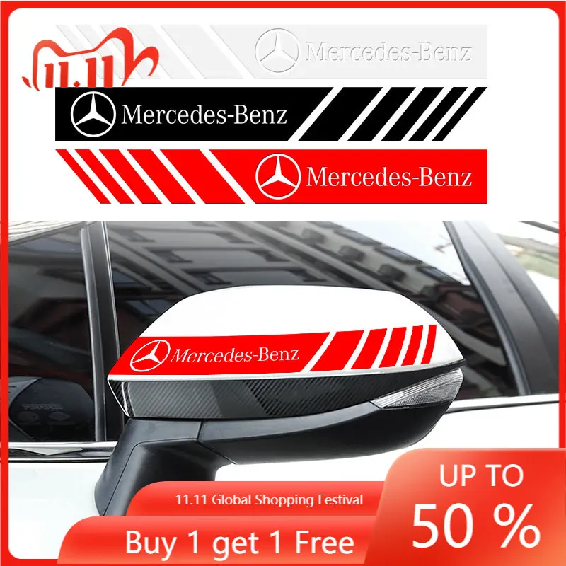 

2pcs Car PVC Stripe Racing Strips Rear View Mirror Stickers For Mercedes Benz A300 A200 CLK CLA A180 E220 A300 S300 S350 C200