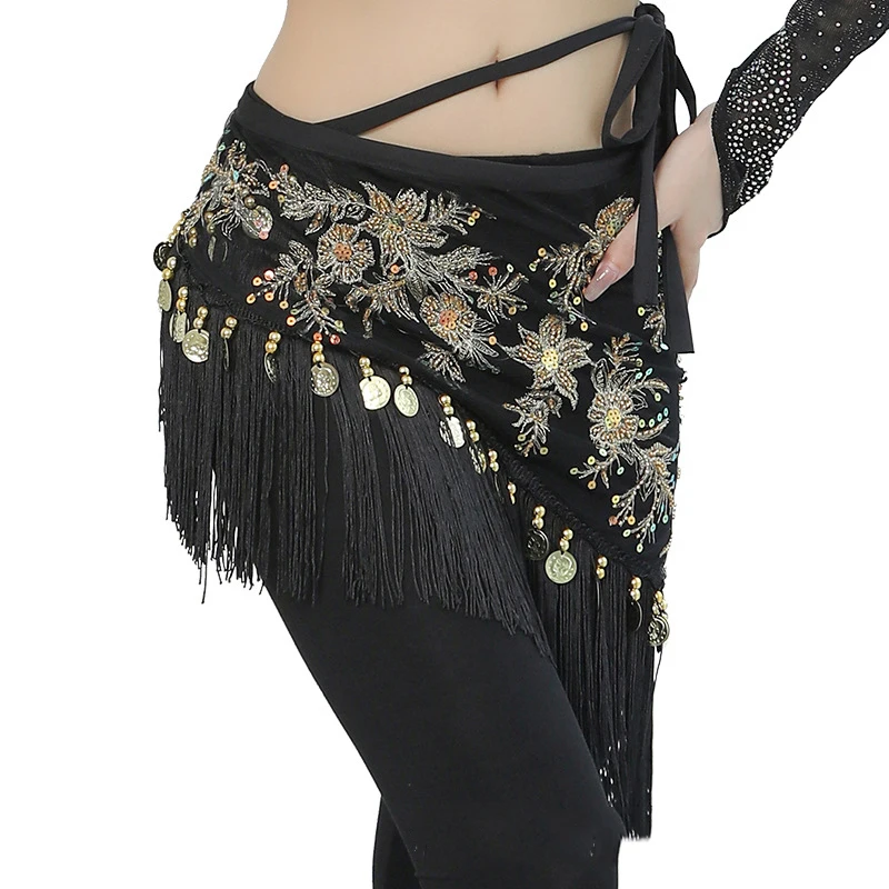 2022 Oriental Embroidery Pattern Belly Dance Hip Scarf For Women Exotic Dancing Dresses Decoration Bellydance Scarf