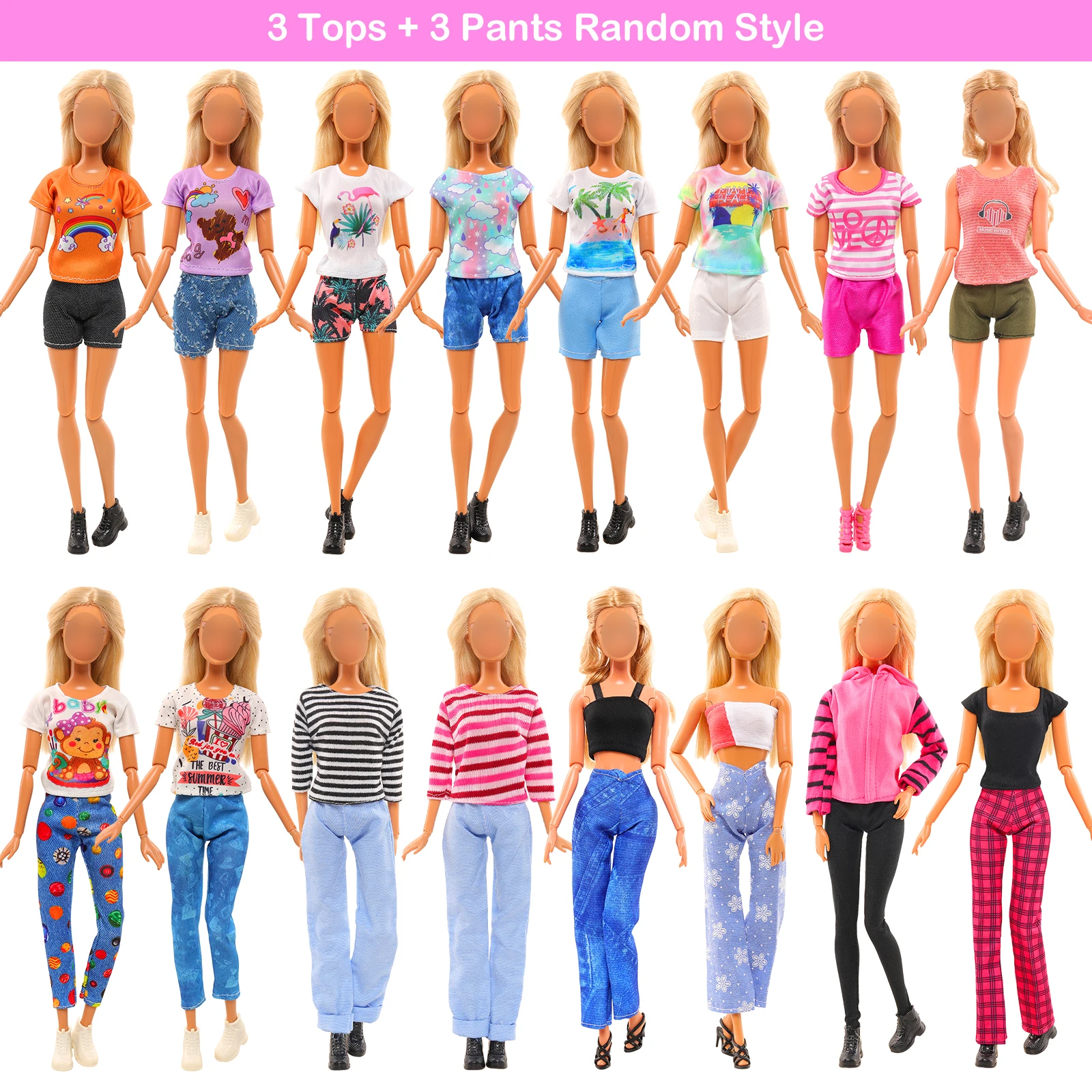 Barwa 35 Pcs New Fashion Girl Doll Clothes and Accessories=4 Dress, 3 Tops and Pants, 2 Pajamas+Eye Patches, Computer Sets