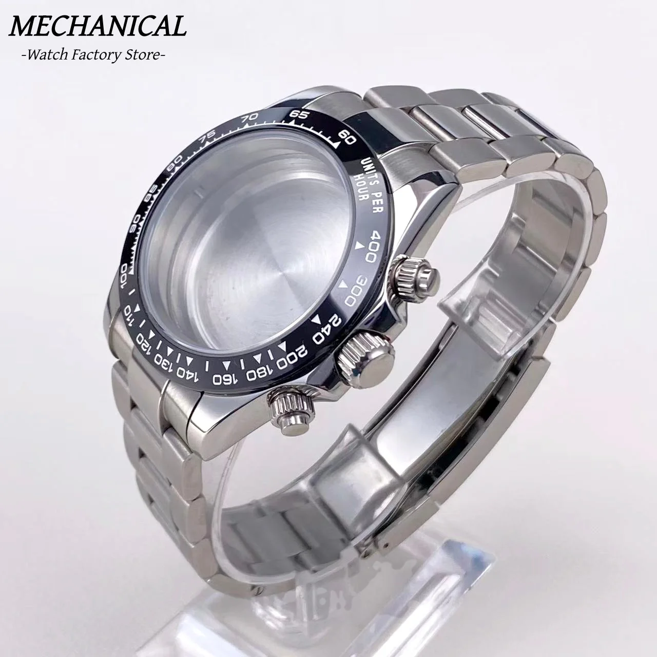39 mm VK63 Uhrengehäuse mit Keramiklünette und Saphirglas, Edelstahl, Herrenuhr-Zubehör für VK63 Quarzwerk – Detail 5