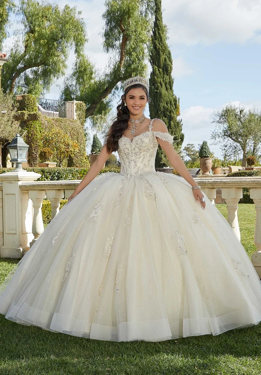 Синее платье Quinceanera, бальное платье, кружевная аппликация, тюлевые подтяжки, блестящее милое праздничное платье принцессы для девочек 16 лет