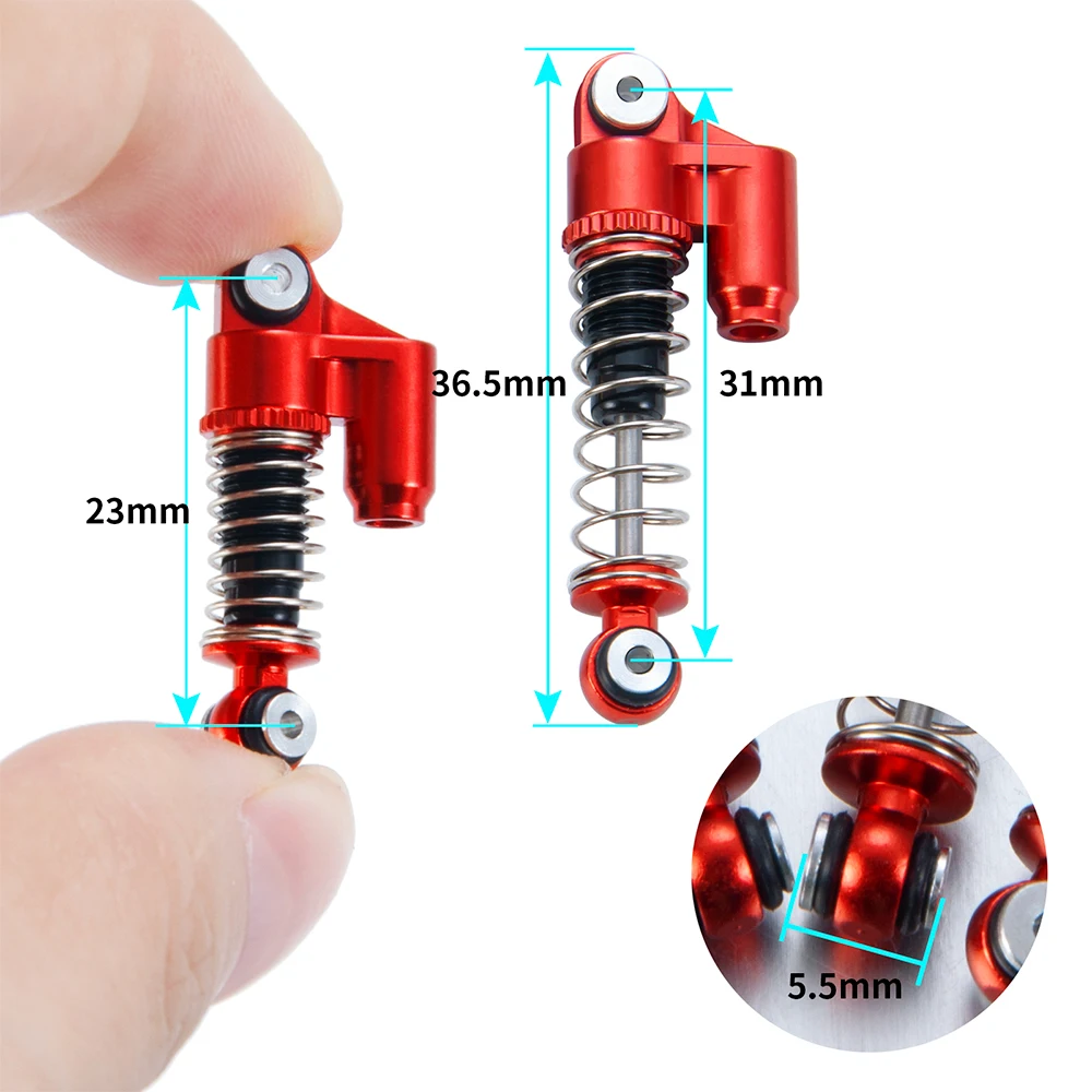 YEAHRUN 31mm Aluminum Oil Shock Absorber Damper Set for Axial SCX24 1/24 RC Crawler Car Truck Model Upgrade Parts Accessories