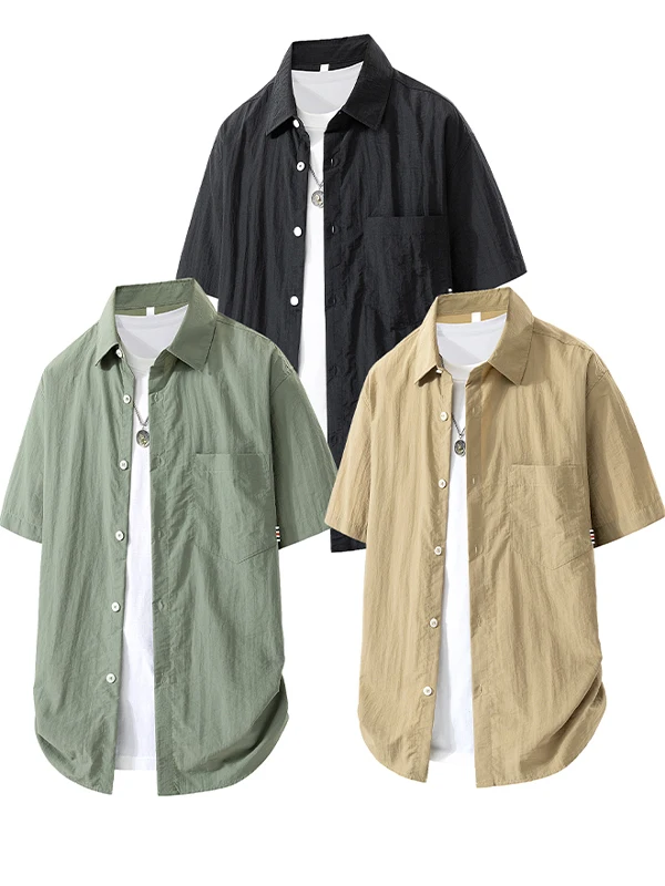 

Мужская летняя футболка из ледяного шелка, однотонная, дышащая, комфортная, с охлаждающим эффектом, модная, универсальная, летний топ