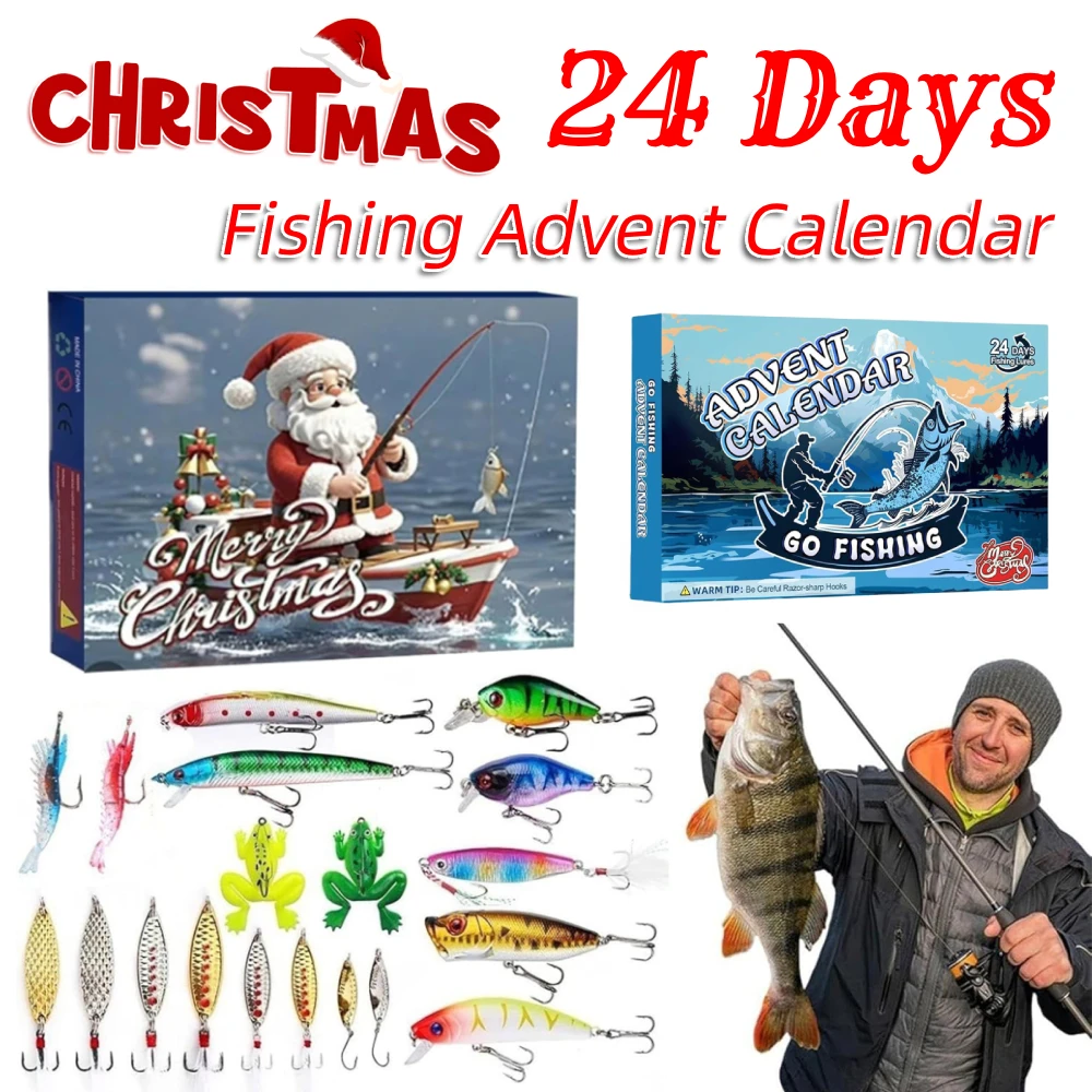 Calendario de Adviento de Navidad 2025 Calendario de Adviento de pesca Señuelo de pesca Calendario de Adviento Pesca Regalo sorpresa de Navidad para hombres y niños