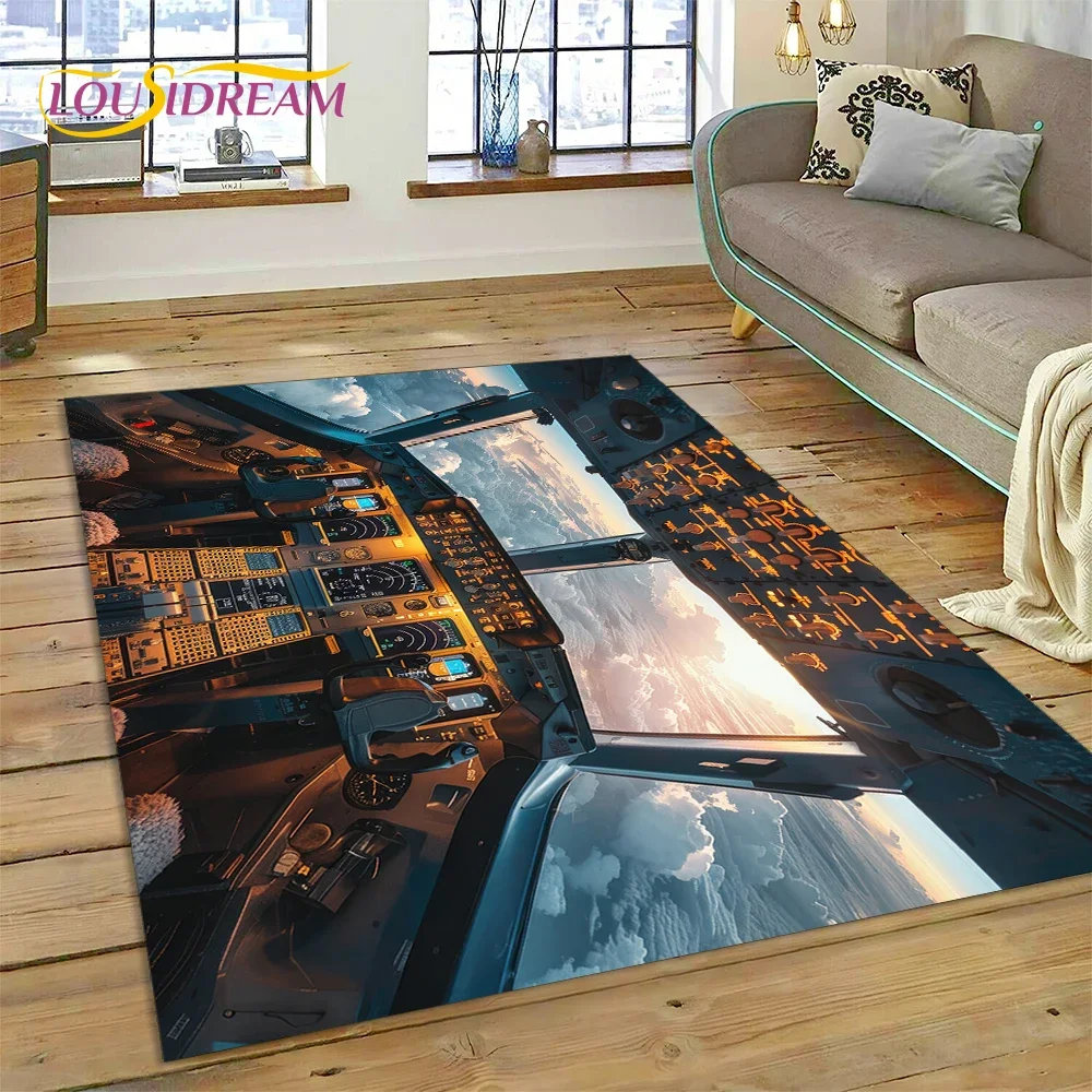 

Aircraft Control Cockpit Cabin Spacecraft Dashboard Carpet Rug for Bedroom Living Room Sofa Decoration,Kid Large Decor Floor Mat