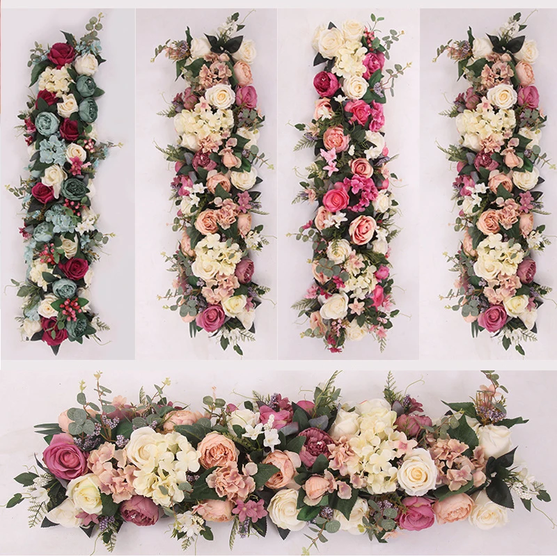 

Artificial Wedding Flower Row, Wall Arch, Background Decorative Articles, False Silk Peony Rose, Table Central Layout