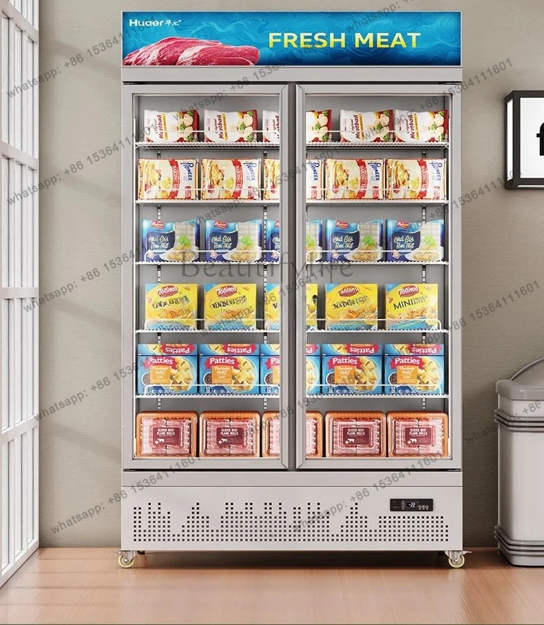 Large Capacity Commercial Quick Freezer Ice Cream Meat Low Temperature Cabinet Supermarket Food Freezer Display Cabinet