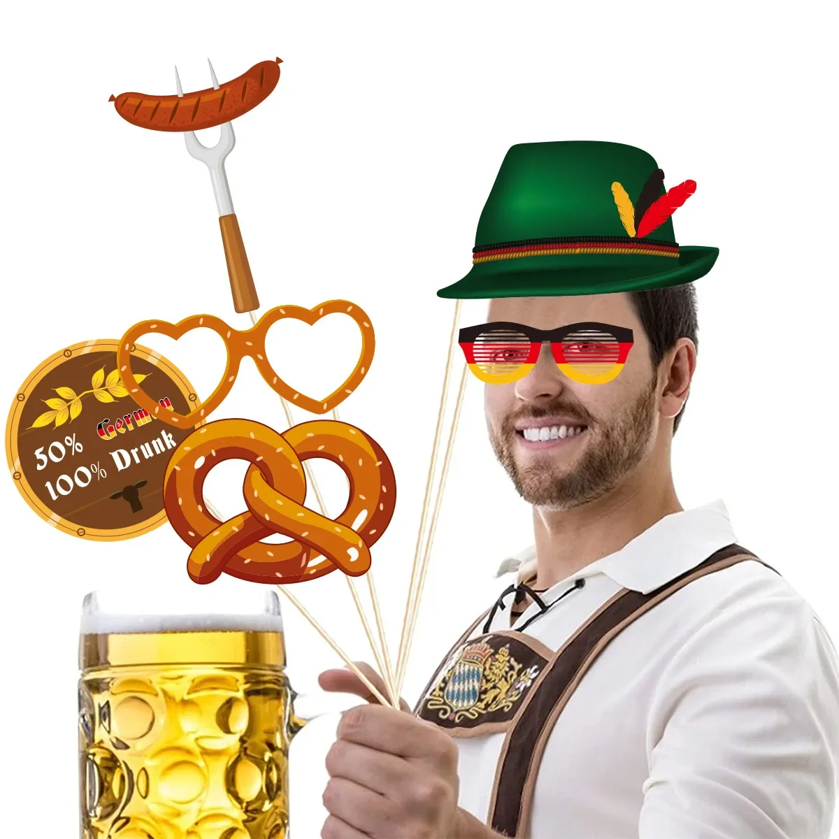 21Pcs Oktoberfest Theme Party Photo Booth Props for Bar Beer Festival Party Backdrop Decorations Birthday Party Favors Supplies