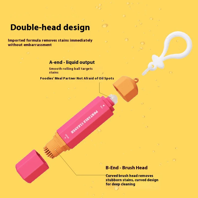 قلم مزيل بقع الملابس المحمول مع مشبك مزدوج الرأس مزيل البقع الفوري علاج قلم التبييض أداة تنظيف خالية من الماء #4