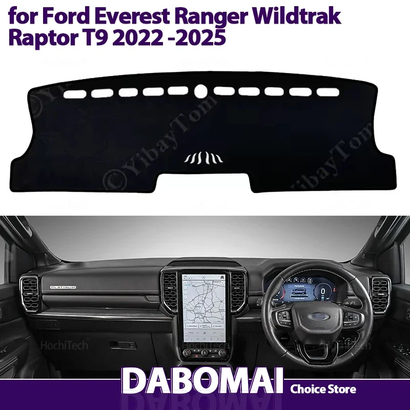 Anti-Rutsch-Matte Armaturenbrett-Abdeckung Pad für Ford Everest Ranger Wildtrak Raptor T9 2022–2025 Sonnenschirm Dashmat Teppich Autozubehör