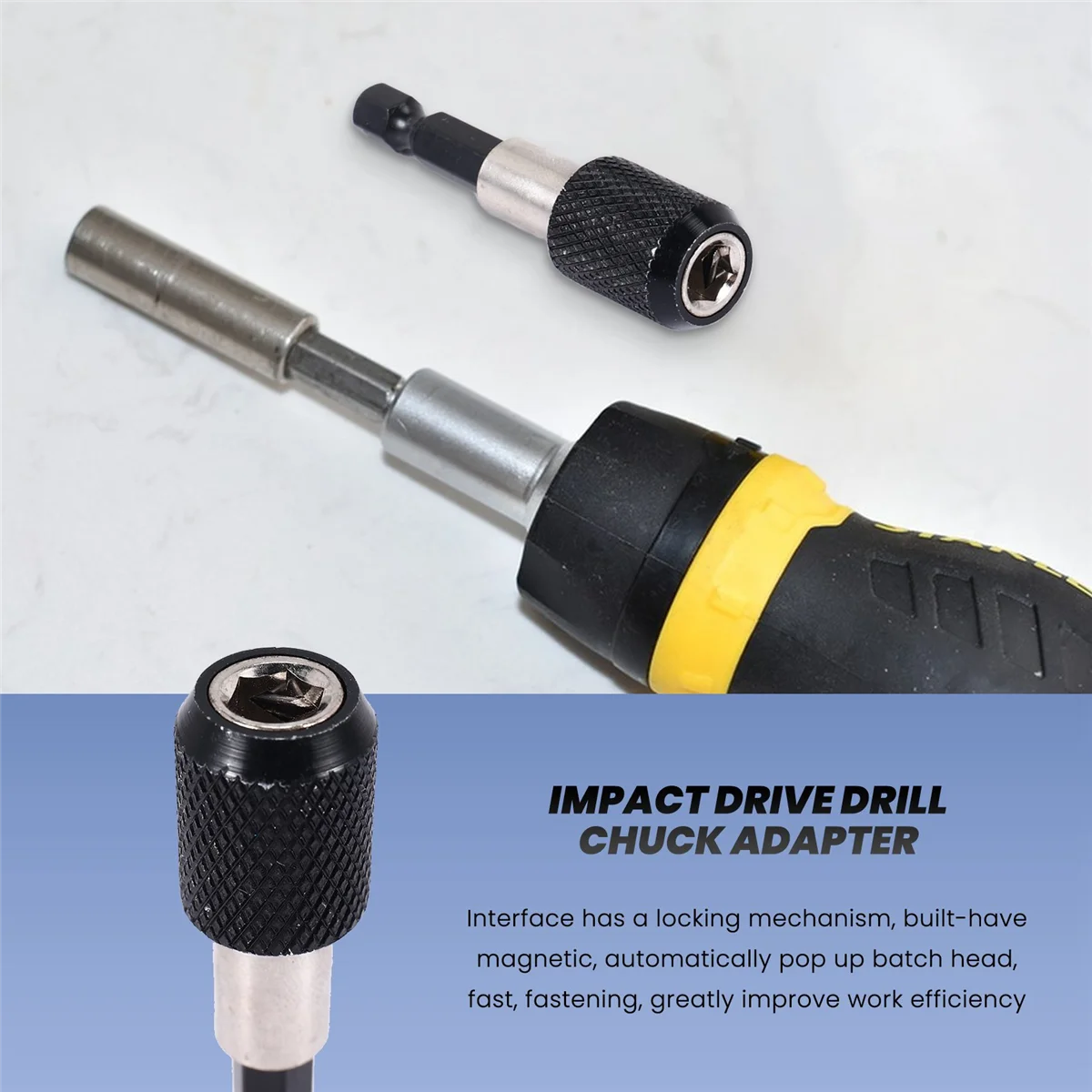 1/4 inci Impact Drive Hex Shank pelepas cepat, adaptor Chuck bor mata bor