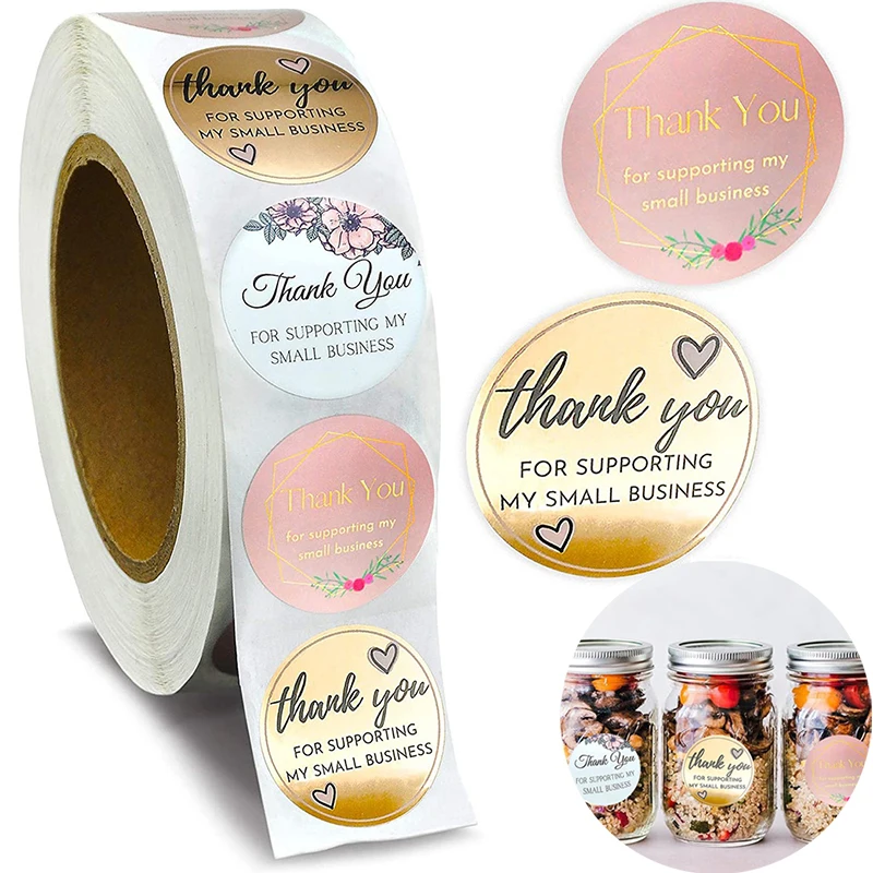 500 pçs rosa obrigado adesivos para envelope etiquetas de vedação artigos de papelaria artesanal presente de casamento decoração graffiti adesivo