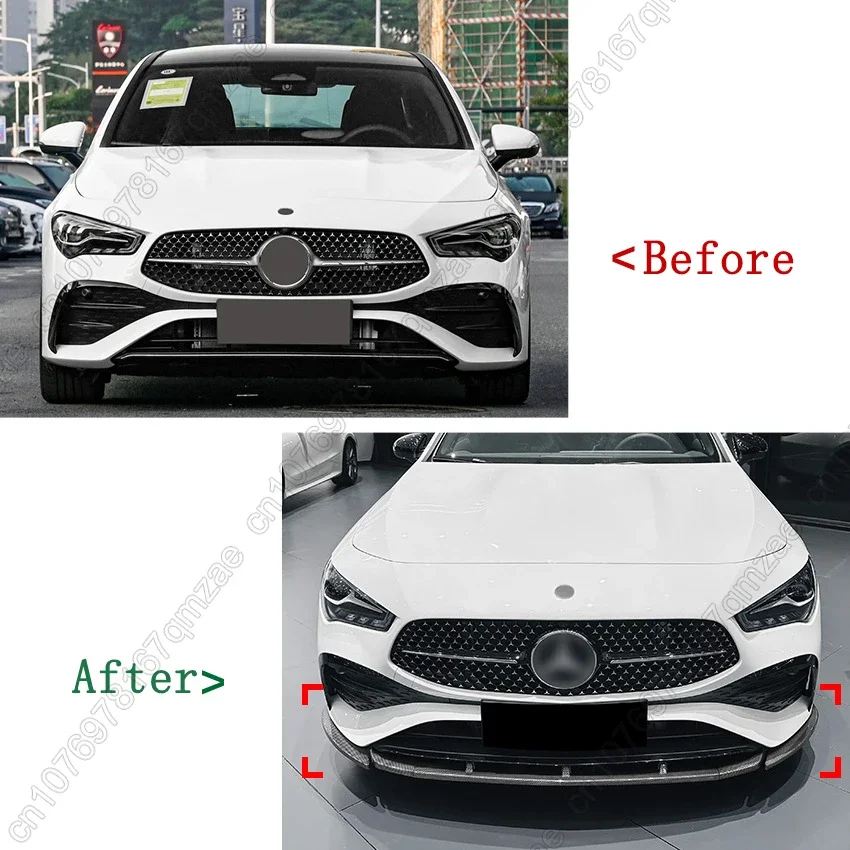 For Mercedes Benz CLA C118 W177 A180 AMG 2023-2024 Front Bumper Splitter Lip Spoiler Cover Diffuser By ABS Body Kit