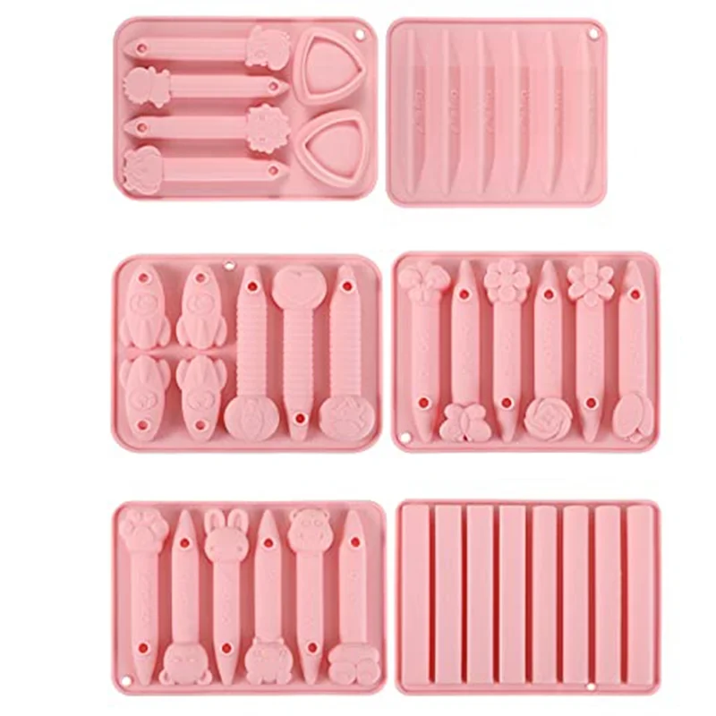 6 Pcs Crayon Molds Oven Safe Crayon Silicone Mold 3D Cavity Crayon Melting Molds Assorted Reusable Crayon Recycling Mold