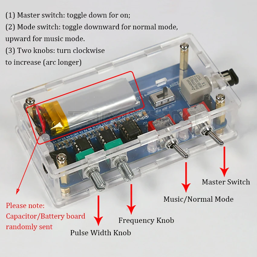 AC110-240V SSTC Music Tesla Coil DIY Finished High Frequency Generator 250W Arc Length 20cm Ignition Lightning Model