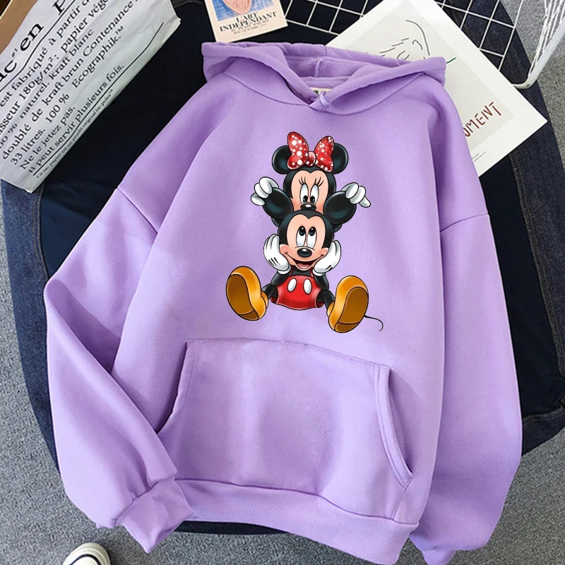 Sweats à capuche Disney Minnie Mouse pour femmes, sweat-shirt pour enfants, vêtements Harajuku Streetwear, doux, Y2K