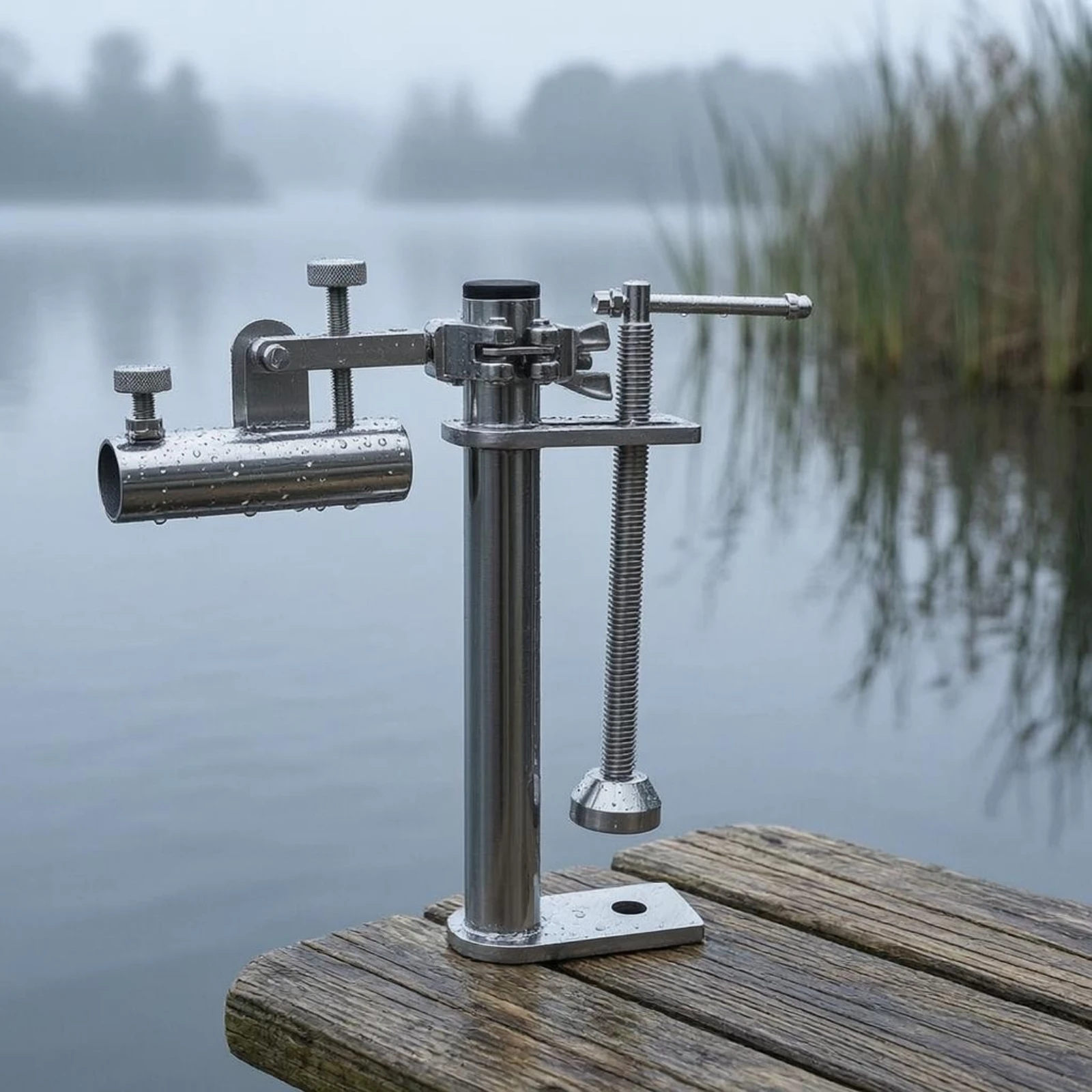 

Floor Clamp Rod Holder Stainless Steel Clamp on Fishing Pole Holder Adjustable Vertical Post for Anglers