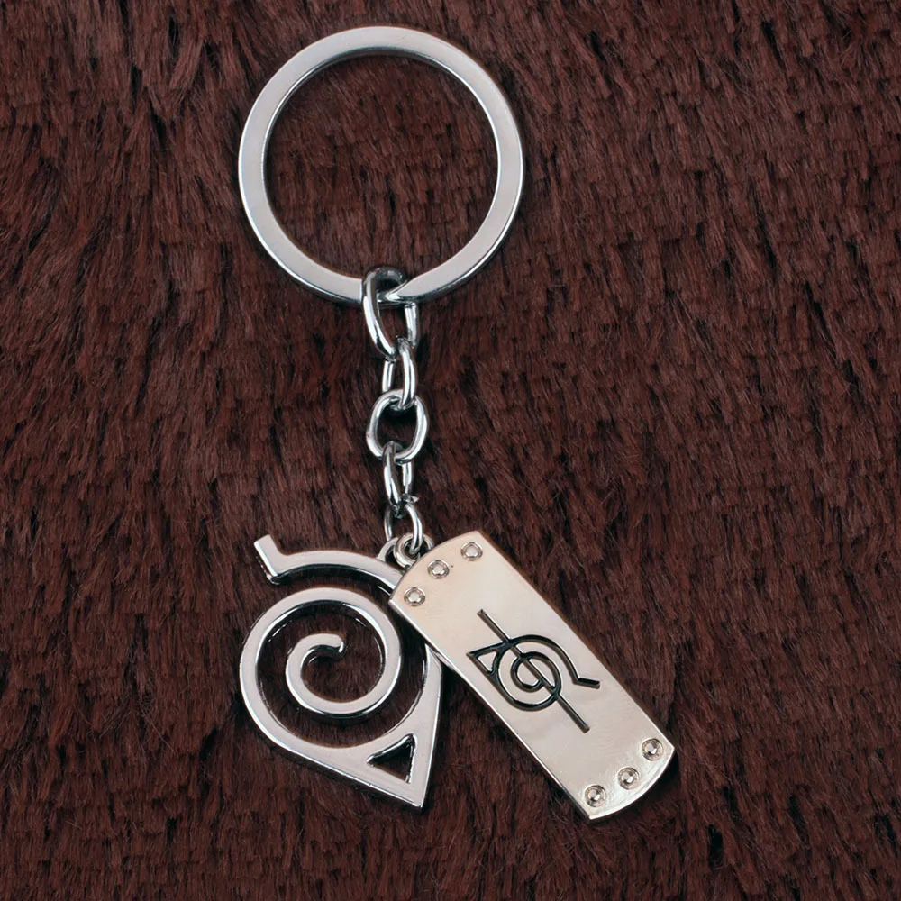 Narutos Konoha Sign Pendant Keychain for Men Women Metal Key Ring Finder Fans Car Bag Decor Jewelry Accessories Gift