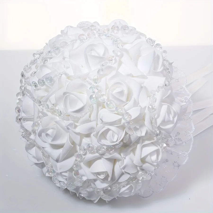 A Western-style rose and small rhinestones simulate a bridal bouquet held in hand image 2