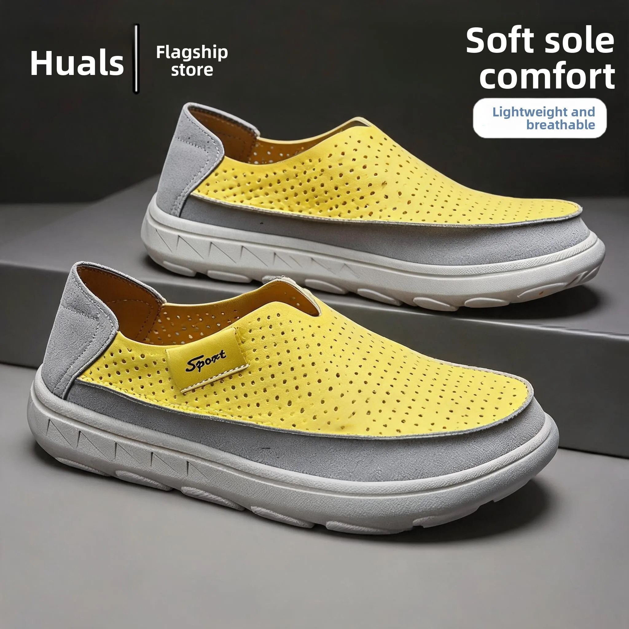 

Men's Slip-On Loafers Breathable Lightweight Soft Bottom Anti-Slip Summer Casual Shoes Comfortable Leather Upgraded Version
