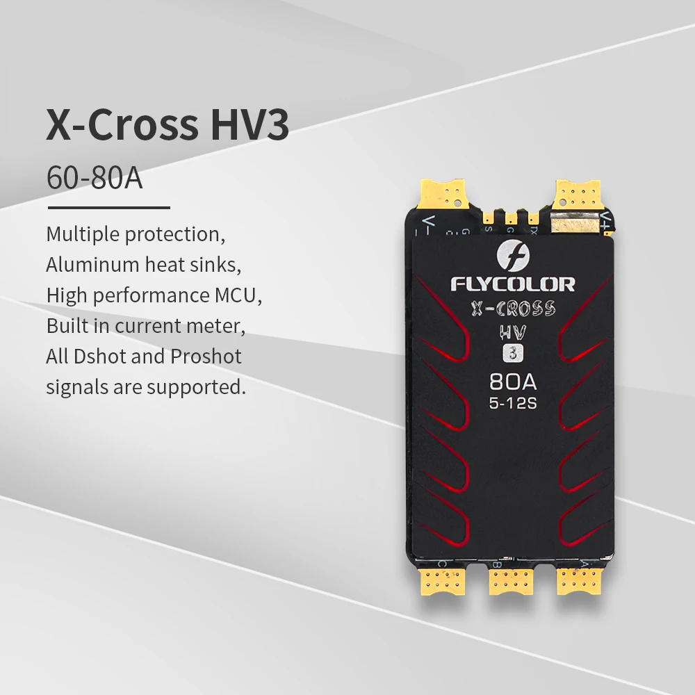 FLYCOLOR X-CROSS HV3 60A 80A 120A 160A ESC 5-12S BLHeli-32 Dshot Proshot 64MHz 32-Bit Speed Controller for RC FPV Racing Drone