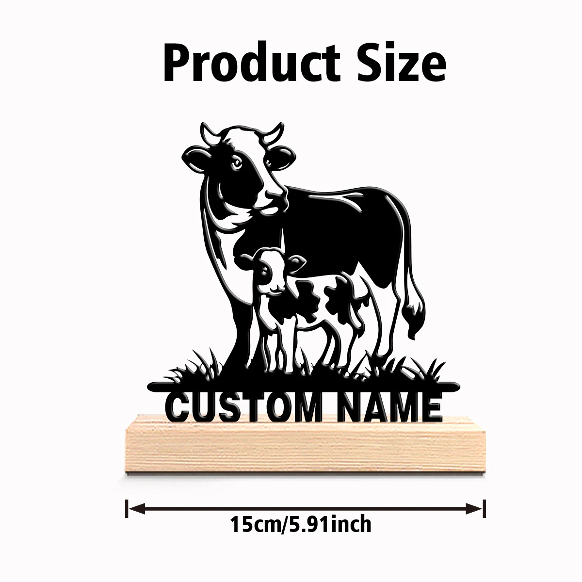 1pc Cartoon Personalized Custom Cow Metal Art With Wooden Base Tabletop Decoration Symbolic desktop decoration, gift, male them