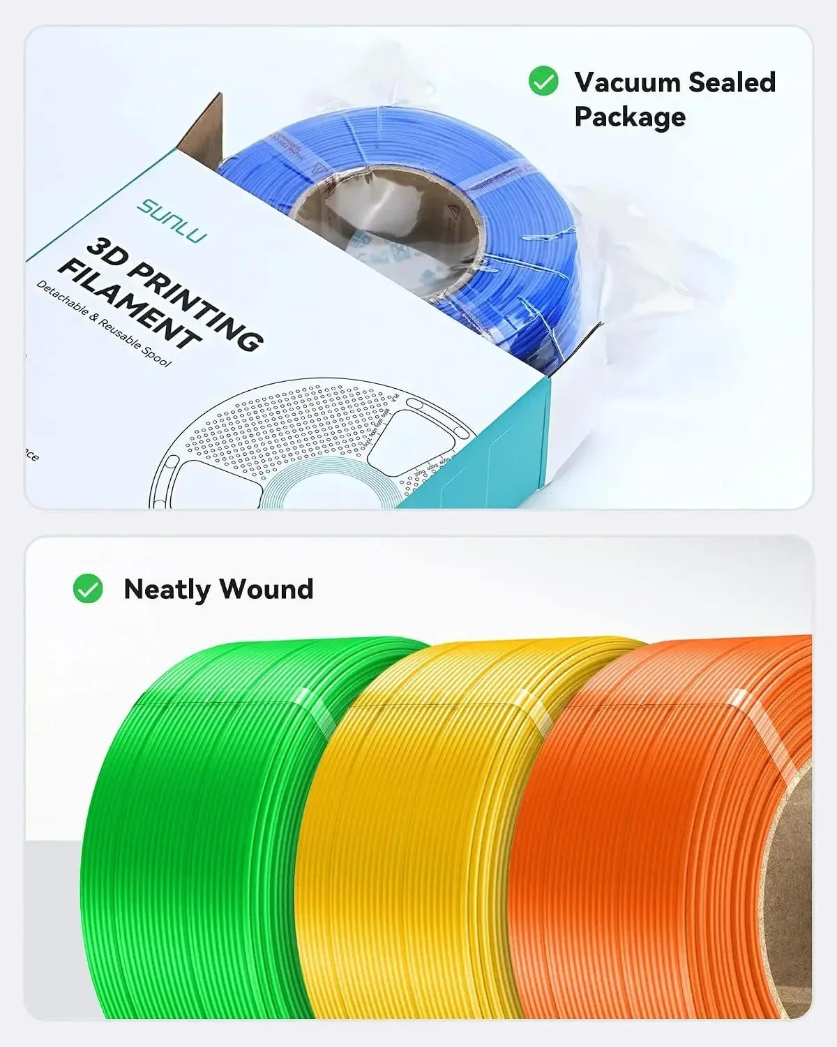 SUNLU Refill Matte PETG Filament 1.75mm Wysoka Wytrzymałość 600mm/s Szybki Filament Matowy PETG do Drukarek 3D na Wielorazową Szpulkę 5KG — zdjęcie produktu 3