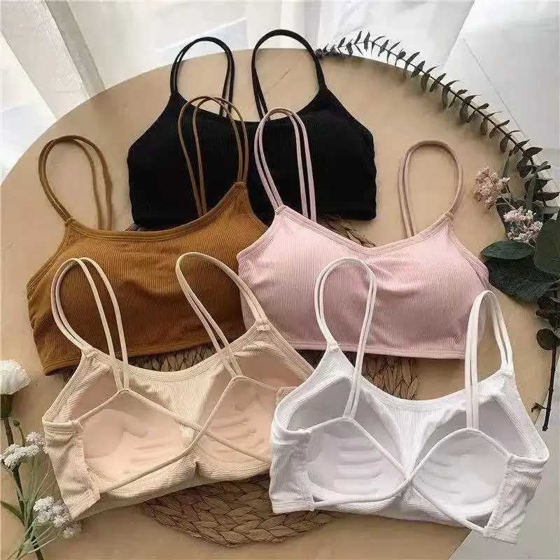 Bralette For Women New One-Piece Backless Bra Women Crop Top Tube Top Seamless Push Up No Wire Cross Back Tube Crop Top