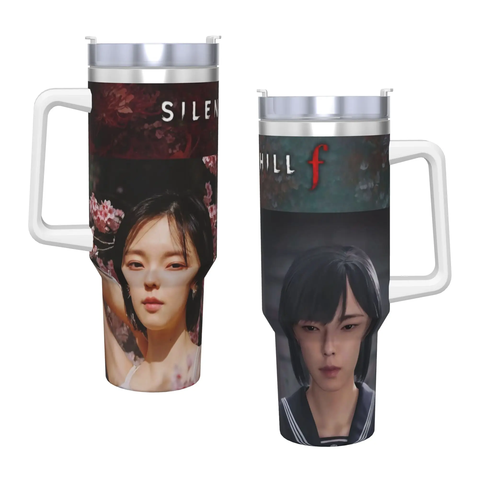 بهلوان من الفولاذ المقاوم للصدأ Shimizu Hinako Silent Hill F أكواب كوب مع القش المسافر المشروبات الساخنة زجاجة ماء إبقاء كوب الحرارة