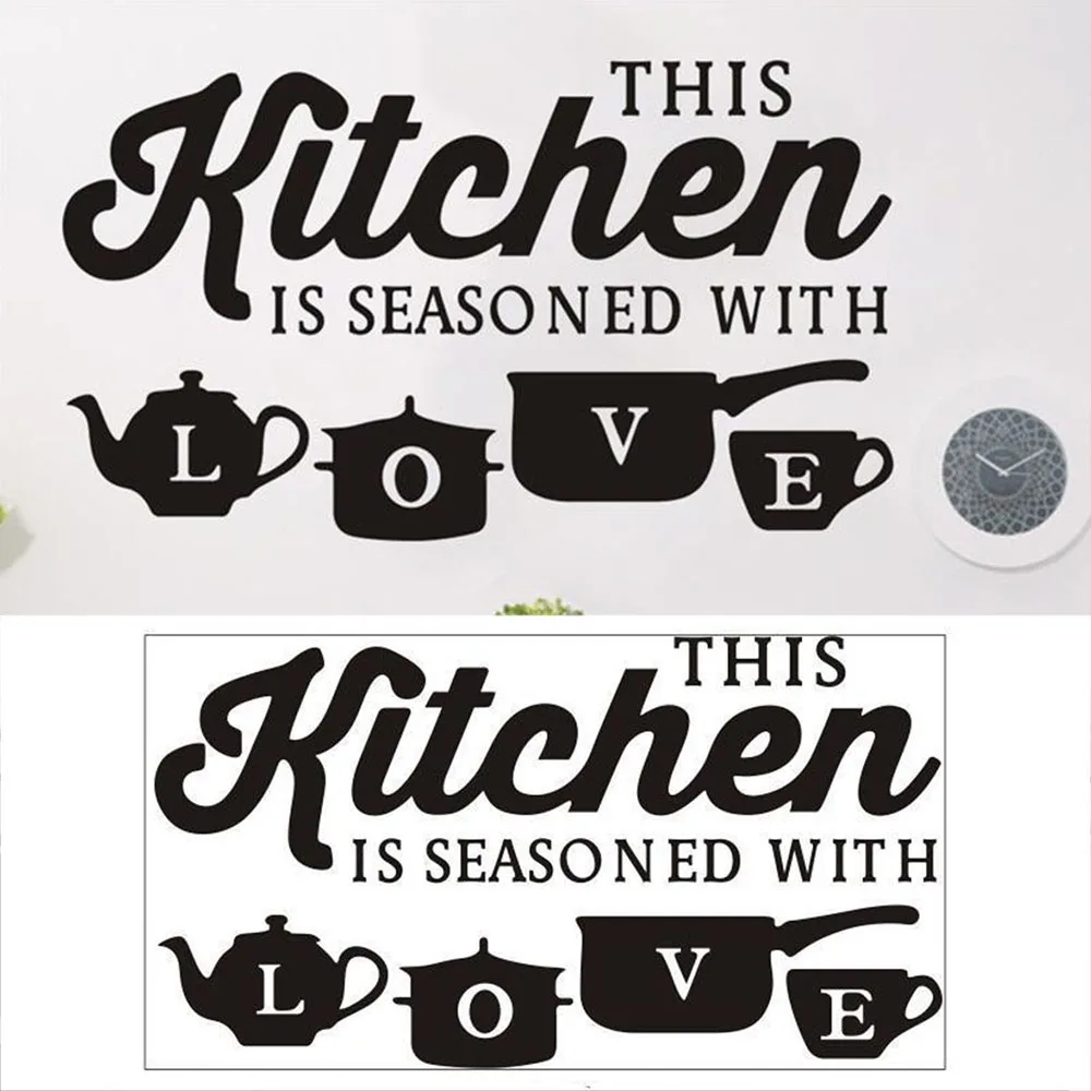 Wall Sticker Kitchen Love Sticker Removable Sticker Wall Art Waterproof Non-toxic Odorless Wall Decor Dining Room Decoration