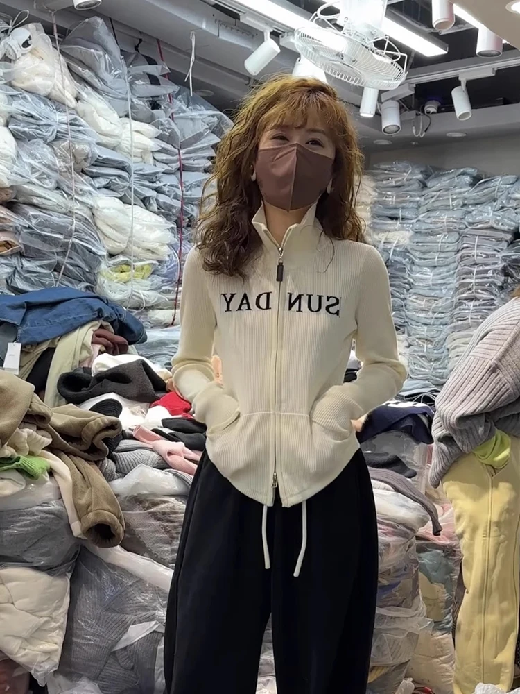 

Моющаяся вязаная молния, повседневная длинная све, осень-зима, новый топ Sle Ele, женская одежда, дизайн, молния для отдыха