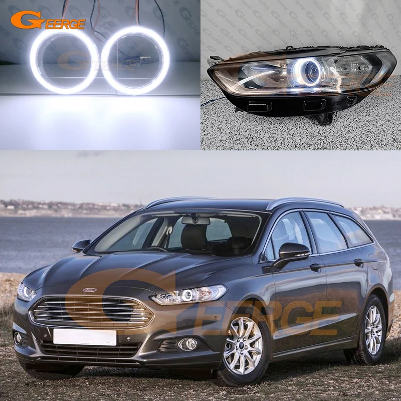 لفورد مونديو Mk5 V فيوجن 2013 2014 2015 2016 ممتاز الترا برايت COB Led عيون الملاك عدة خواتم هالة
