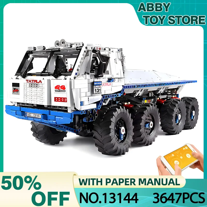 MOULD KING 13144 High-Tech The Arakawa Moc Tow Off-road Truck Building Bricks 8x8 Snowplow Blocks Toys Christmas Gift For Kids