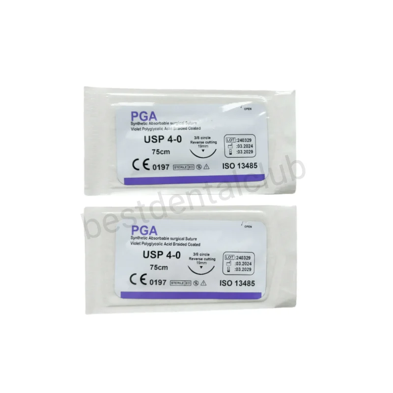 100Pcs Dental School Test Sutures PGA Synthetic Suture 4/0 Violet Acid Coat Purpe