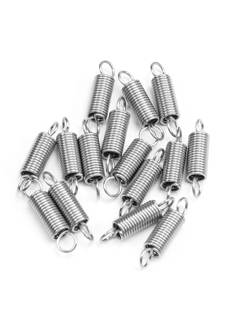 5pcs/lot 0.7mm 304 Stainless Steel O Hook Tension Cylindroid Helical Pullback Extension Tension Coil Spring OD 5-8  lengh 15-120