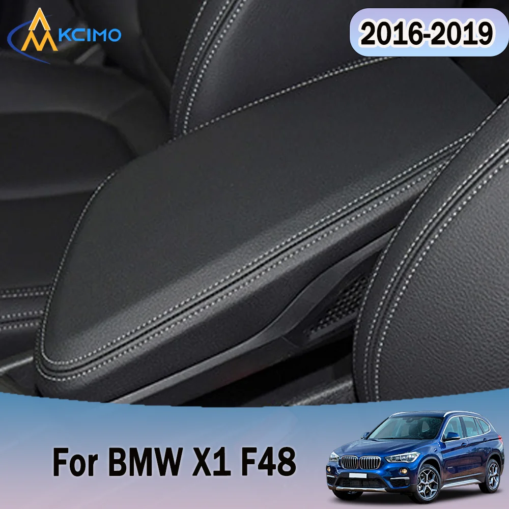 

For BMW X1 F48 2016-2019 Auto Central Control Armrest Box Cover Faux Leather Pad Anti-Scratch