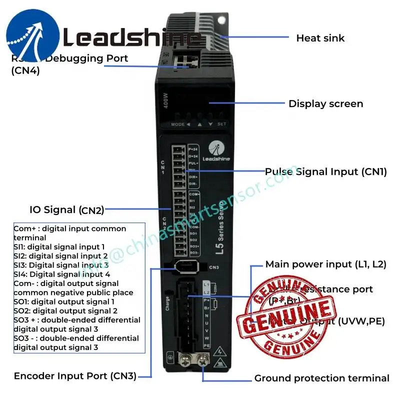 Pulse Type l Leadshine 400W 17 Bit AC Servo Drive L5P-400 for Sewing Machine Work With Servo Motor ACM0H-0602 or ACM0H-0604