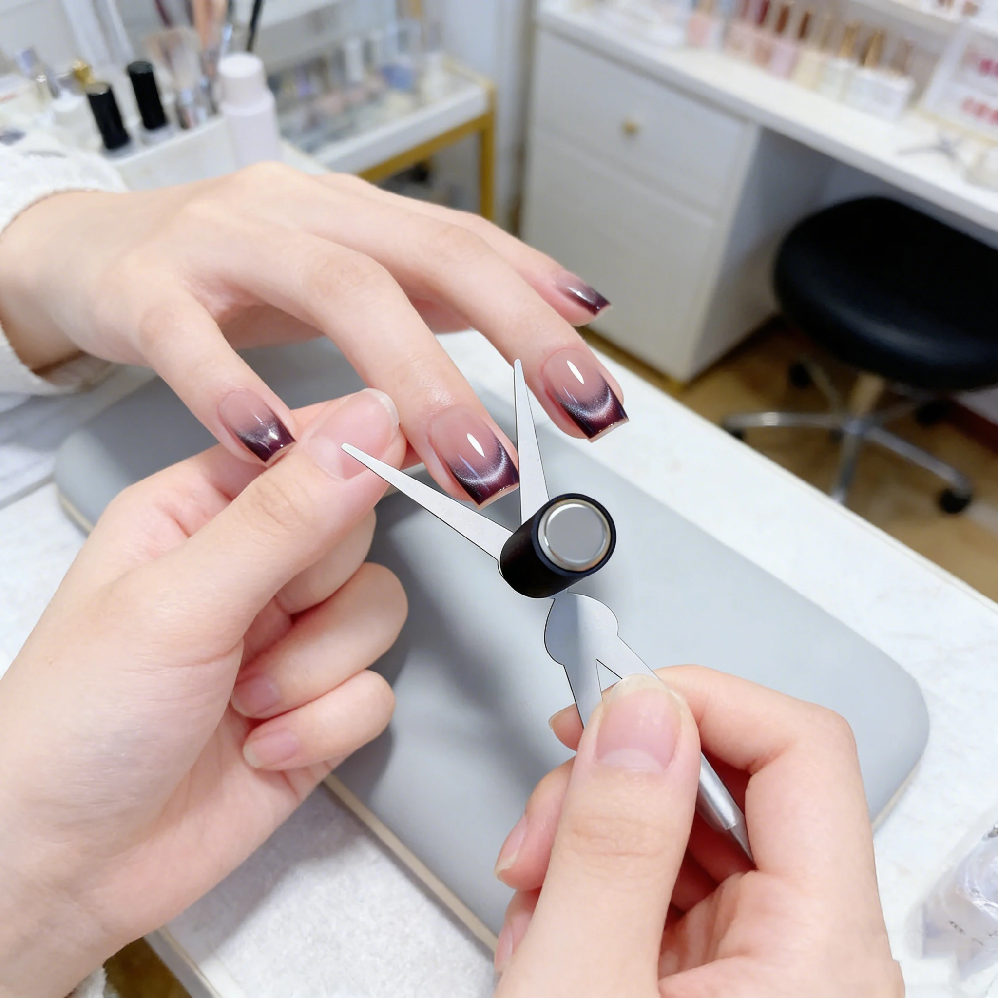 2Pcs Cat Eye Nail Magnet Tool Double-Head French Effect Cat Eye Nail Magnet Set Cat's Eye Gel Polish Cylindrical Magnetic Stick
