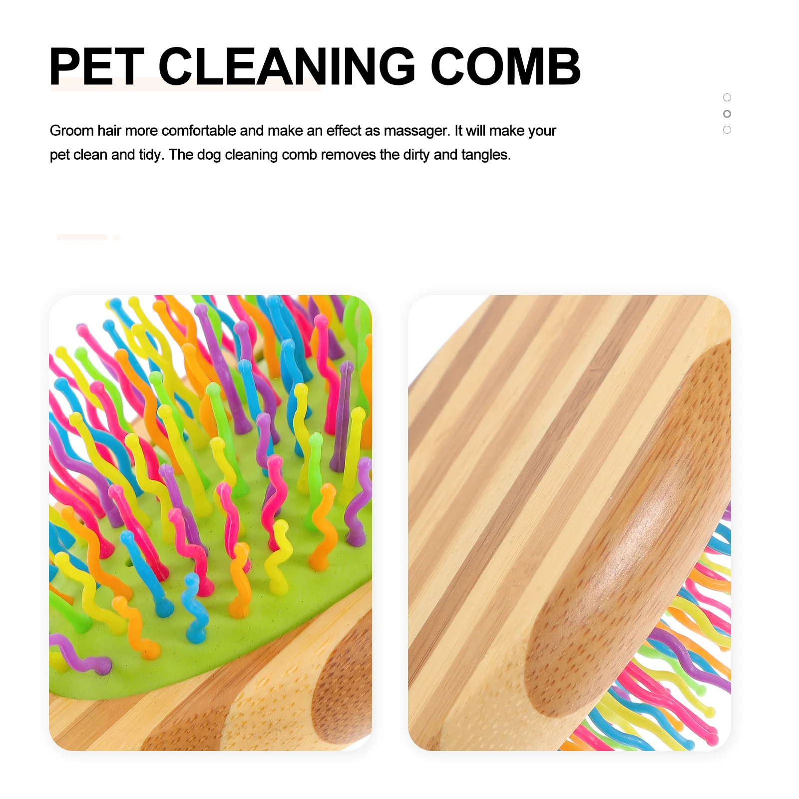 الملونة قوس قزح الحيوانات الأليفة مشط الانحناء موجة دبوس تصميم مقبض الخشب للكلاب جرو أداة تهذيب الشعر متشابكة عقدة وبر مزيل مريحة