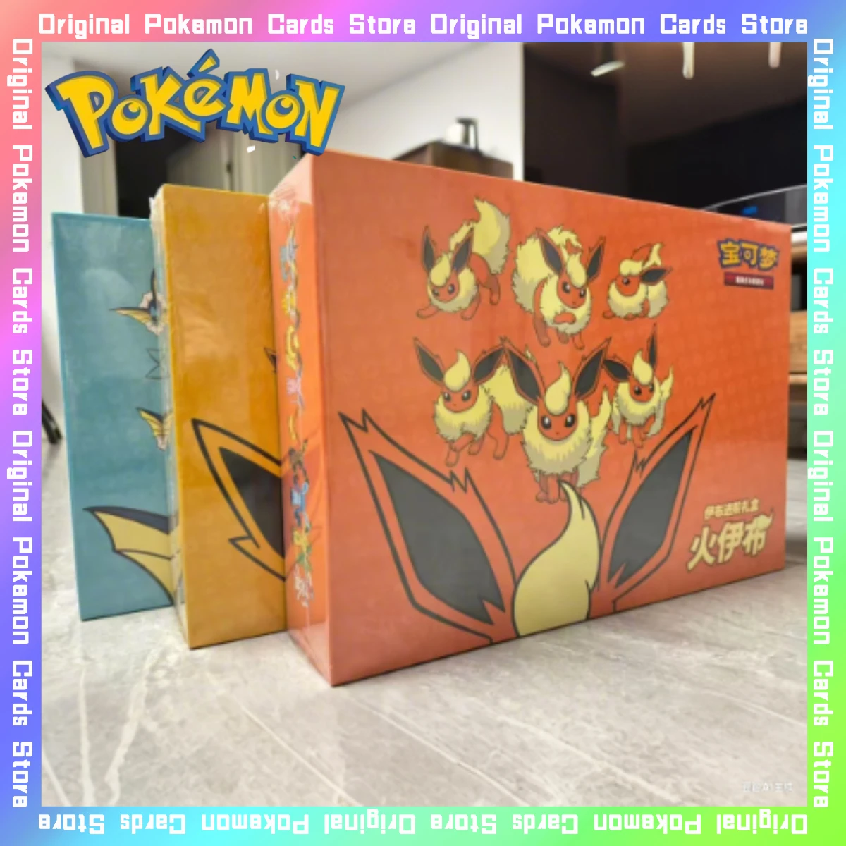 

100%Original Pokemon Eevee Jolteon Flareon Vaporeon Gift Box Trading PTCG Simplified Chinese Card Collectible Cards Toy Gifts