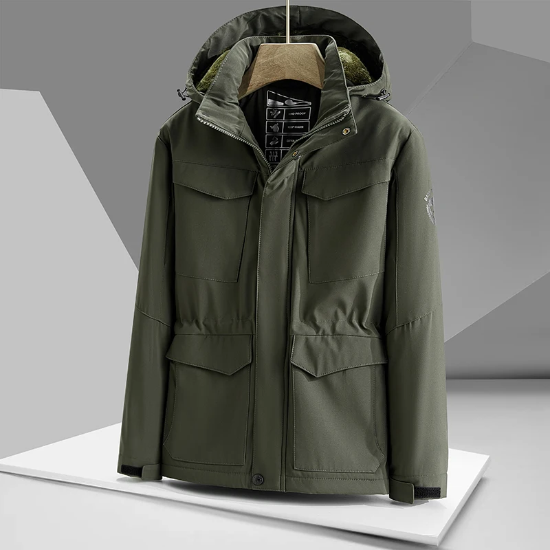 ذكر صالح الشتاء سترات متعددة جيب البضائع الرجال معاطف الشتاء الطويلة أسفل السترات مقنعين معطف سترات دافئة غير رسمية سترات ذات نوعية جيدة