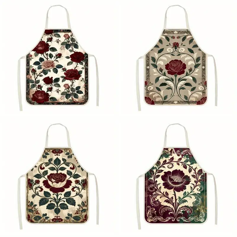 

Vintage Floral Aprons Linen apron, suitable for kitchen cooking, parent-child interaction, painting and other scenarios